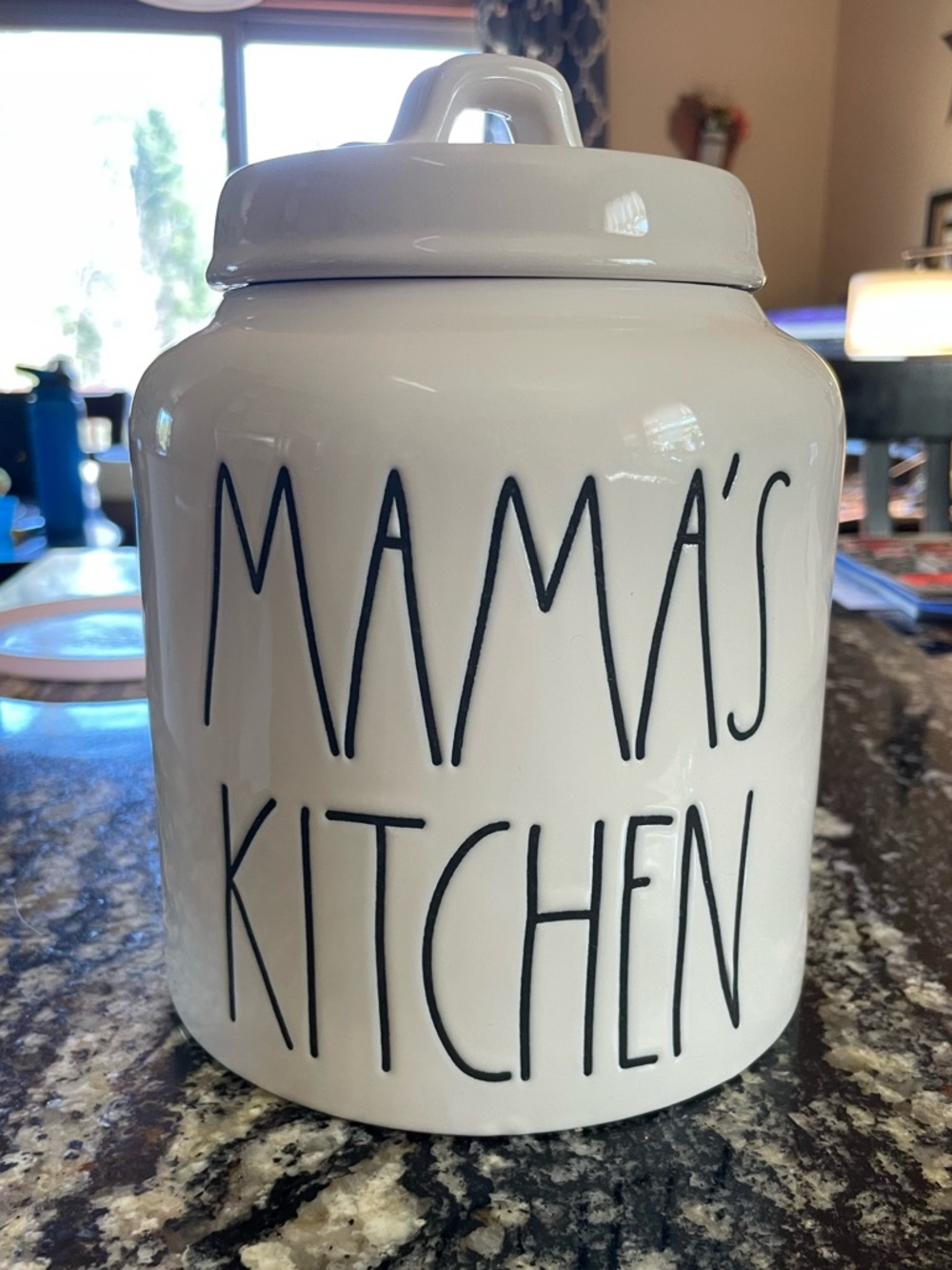 Rae Dunn Mama's Kitchen White Ceramic Canister with Lid